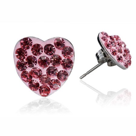 Ocelové náušnice s krystaly Hearts Rose