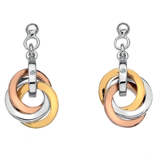 Stříbrné náušnice Hot Diamonds Trio Rose Gold DE389