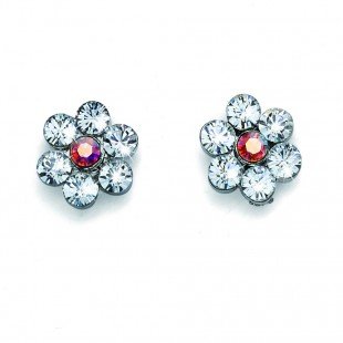 Náušnice s krystaly Swarovski Oliver Weber Flower Crystal AB