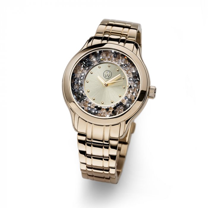 Dámské hodinky s krystaly Swarovski Oliver Weber Rocks Steel gold plated