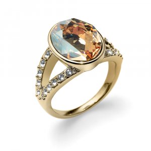 Prsten s krystaly Swarovski Oliver Weber Regal gold golden shadow