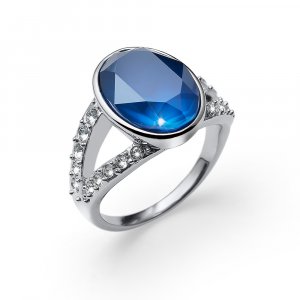 Prsten s krystaly Swarovski Oliver Weber Regal blue