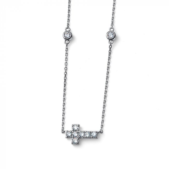 Stříbrný náhrdelník se zirkony Oliver Weber Virtue 61192