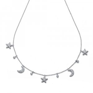 Stříbrný náhrdelník se zirkony Oliver Weber Compass 61193